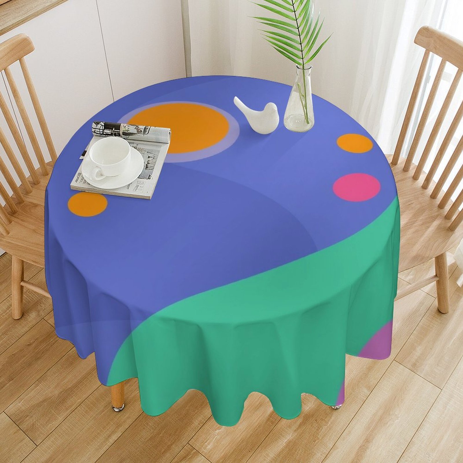 Abstract Colorful Shapes Round Polyester Tablelcoth Circular Table ...