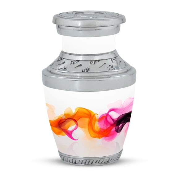 Abstract Colorful Smoke Waves Eternal Keepsake - Compact Urn for Cherished Ashes - Miniature Memory Tribute - Funeral Urns For Human Ashes - Memorial Urns 3 Inch, 1 Pc