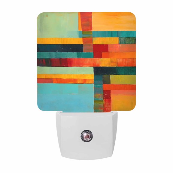 Abstract Colorful Stripes Plug-in LED Night Lights Graffiti Art Auto Dusk-to-Dawn Sensor for Bedroom, Bathroom, Kitchen, Nursery, Hallway, Stairs, Wall Home Decor