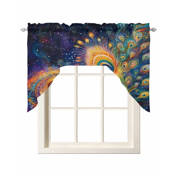 Abstract Colorful Swag Valances for Windows 56 x 36 Rod Pocket Light Filtering Window Topper Peacock Feather Gradient Universal for Kitchen Bathroom Bedroom Living Room