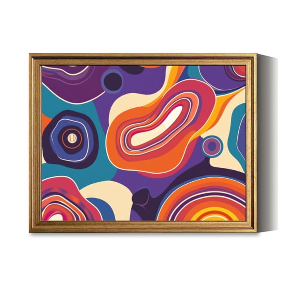 Abstract Colorful Swirl Pattern Vintage Gold Framed Wall Art Decor Retro Canvas Paintings for Living RoomBedroom