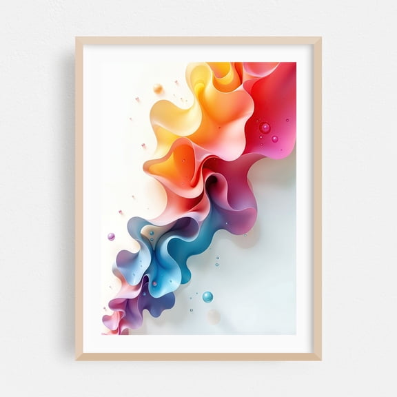 Abstract Colorful Swirls - Digital Art Oak Framed Wall Art Print 30 x 40 inches