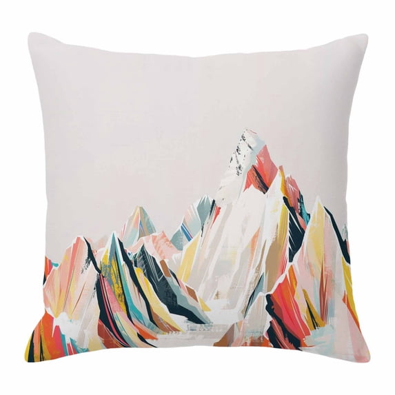 Abstract Colorful Throw Pillow Cover Mountain Colored Drawing Oil Painting Cotton Linen Cushion Cover Throw Pillow Case with Invisible Zipper for Couch Sofa Bed Chair Car 20x20 Inch