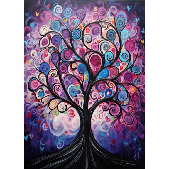 Abstract Colorful Tree DIY 5D Diamond Art Paint with Full Drill Round Diamond Gems Painting by Number Kits for Adults Art Craft Home Wall Decor 15.8x19.8inch