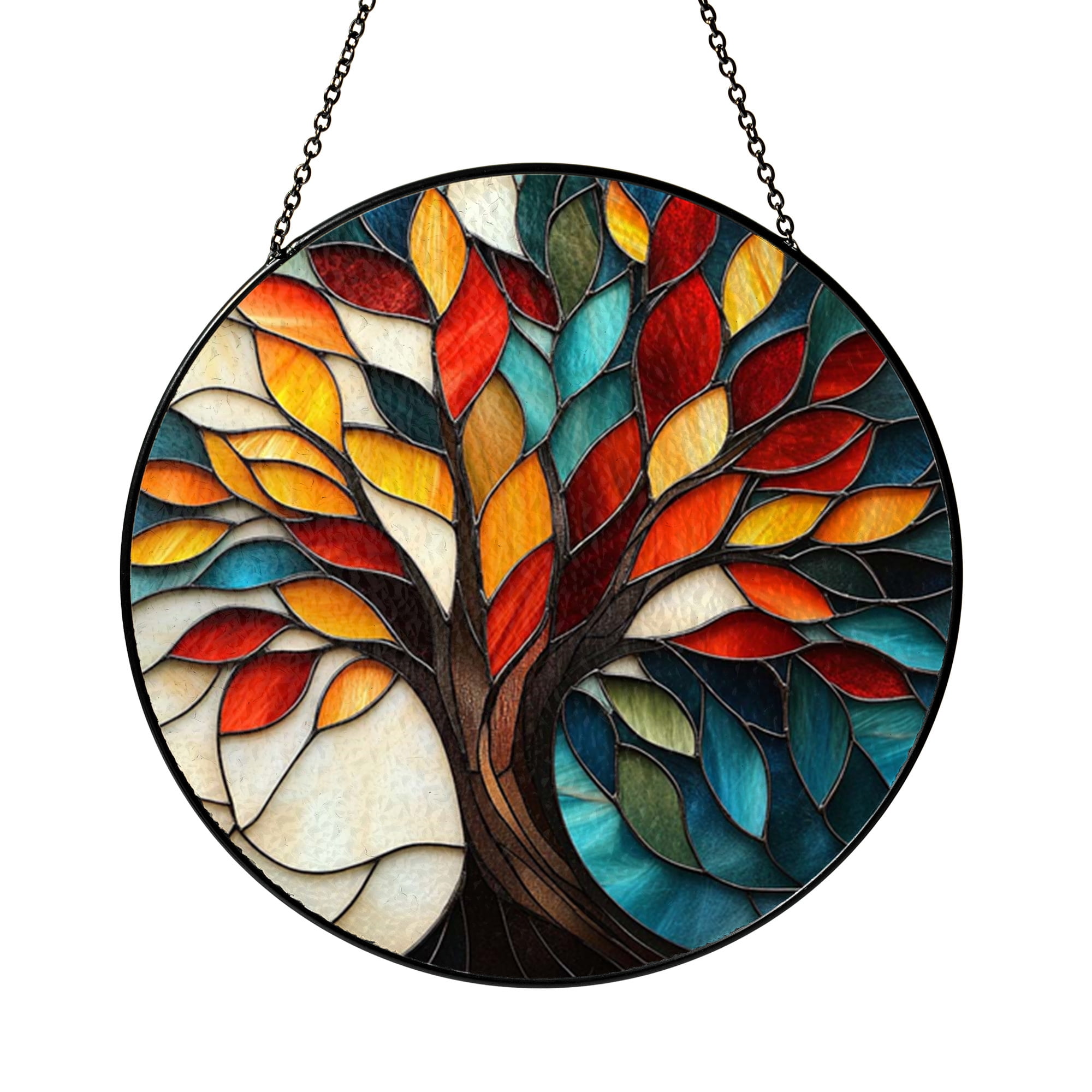 Abstract Colorful Tree Glass Suncatcher Window Decor, Stained Glass ...