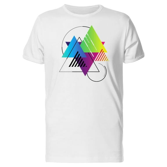 Abstract Colorful Triangles T-Shirt Men -Image by Shutterstock, Male Large