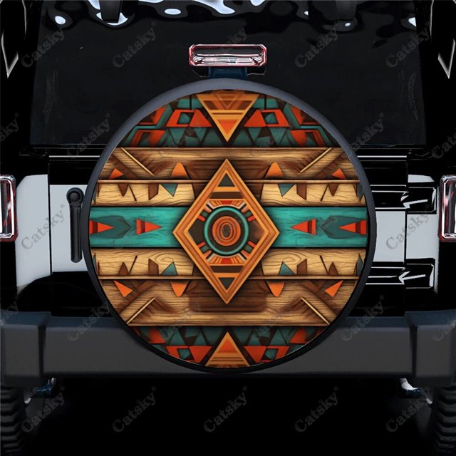 Abstract Colorful Tribal Totem Polyester Universal Spare Wheel Tire