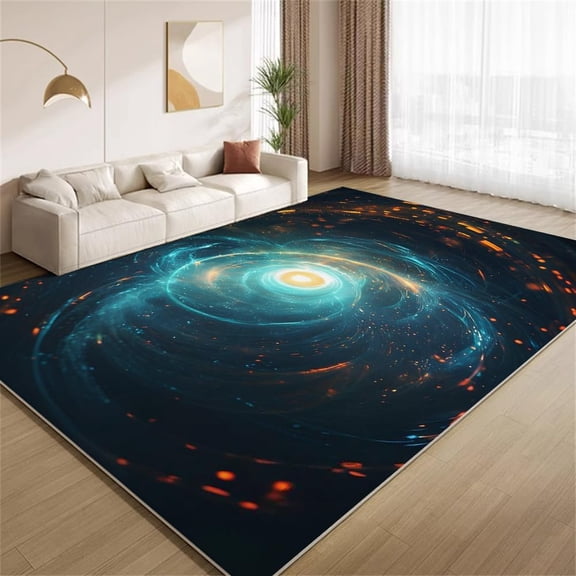 Abstract Colorful Universe Black Hole Area Rugs, Creative Modern Art Living Room Rugs Soft Washable Non Slip Flannel Carpet for Bedroom Dining Room Study Office Floor Mats 2'x3'