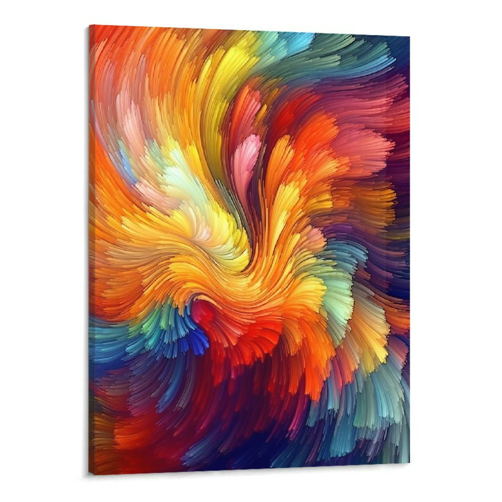 Abstract Colorful Wall Art Rainbow Canvas Picture Art 20x16 Inch Pastel