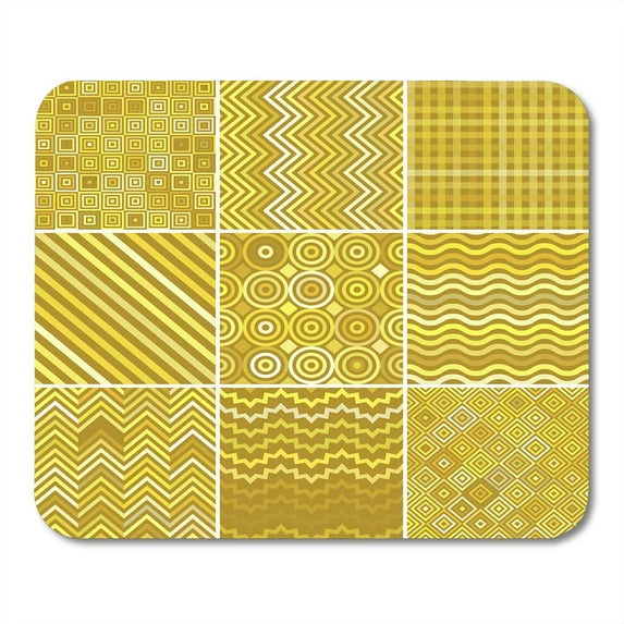 Abstract Colorful Wave Collection of Yellow Nine Geometric Western American Mousepad Mouse Pad Mouse Mat 9x10 inch