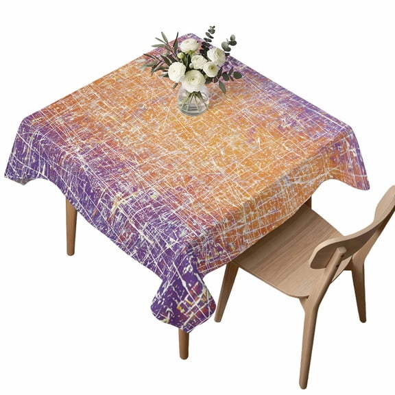 Abstract Colors Square Tablecloth Purple Orange Clouds Mist Matte Texture Waterproof Wrinkle Free Soft Table Cloth Spill-Proof Washable Table Cover for Dining Party Picnic 60 x 60 Inch