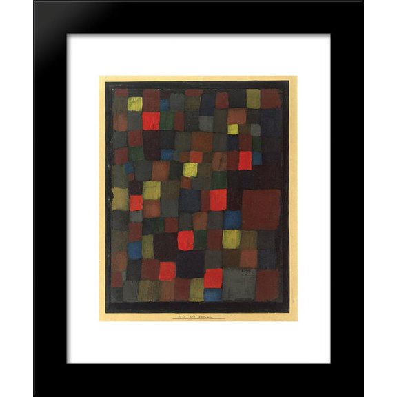 Abstract Colour Harmony in Squares with Vermillion Accents 20x24 Framed Art Print by Paul Klee