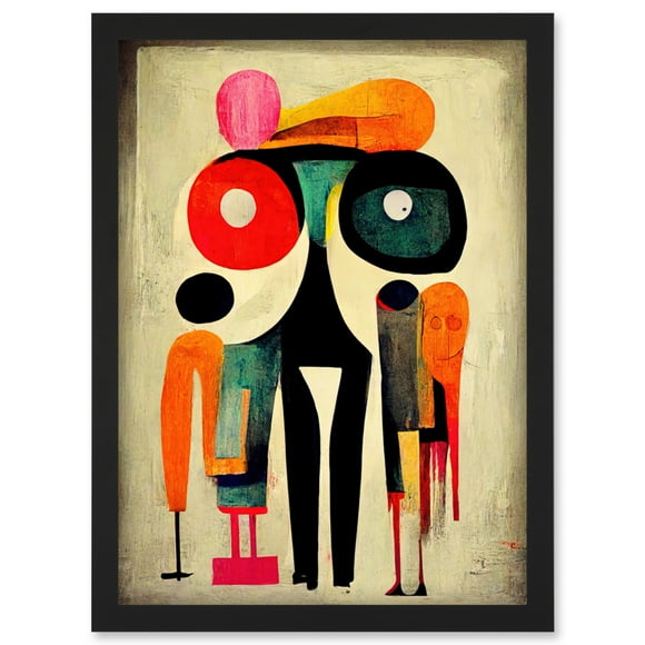 Abstract Colourful Pop Art People Artwork Framed Wall Art Print A4