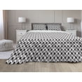 thumbnail image 1 of Abstract Comforter & Sham Bedding Set, Layout of Animal Print Inspired Motifs Drawn by Hand Polka Dots Stripes, 3 pcs Duvet Set Microfiber Filling Quilt, 5 Sizes, Charcoal Grey White, by Ambesonne, 1 of 4