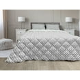 thumbnail image 1 of Abstract Comforter & Sham Bedding Set, Simple and Traditional Layout of Flower-Like Curves on a Plain Background, 3 pcs Duvet Set Microfiber Filling Quilt, 5 Sizes, Dimgray and White, by Ambesonne, 1 of 4