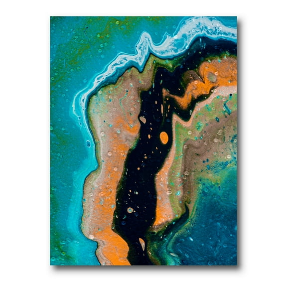 Abstract Composition In Black and Orange 8 in x 12 in Painting Canvas Art Print, by Designart