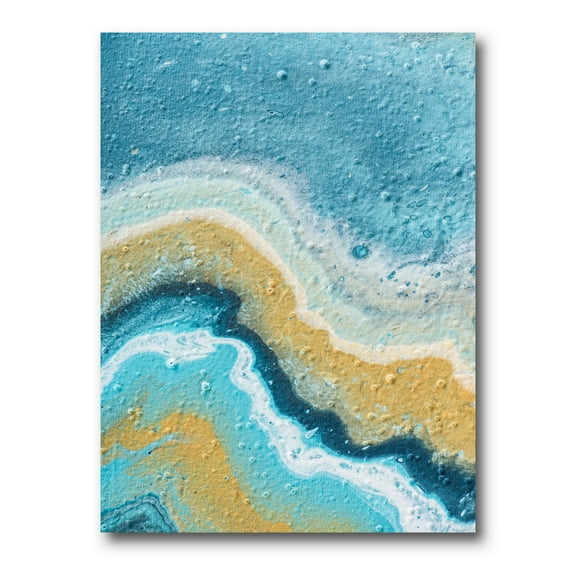 Abstract Composition In Blue and Yellow VI 8 in x 12 in Painting Canvas Art Print, by Designart