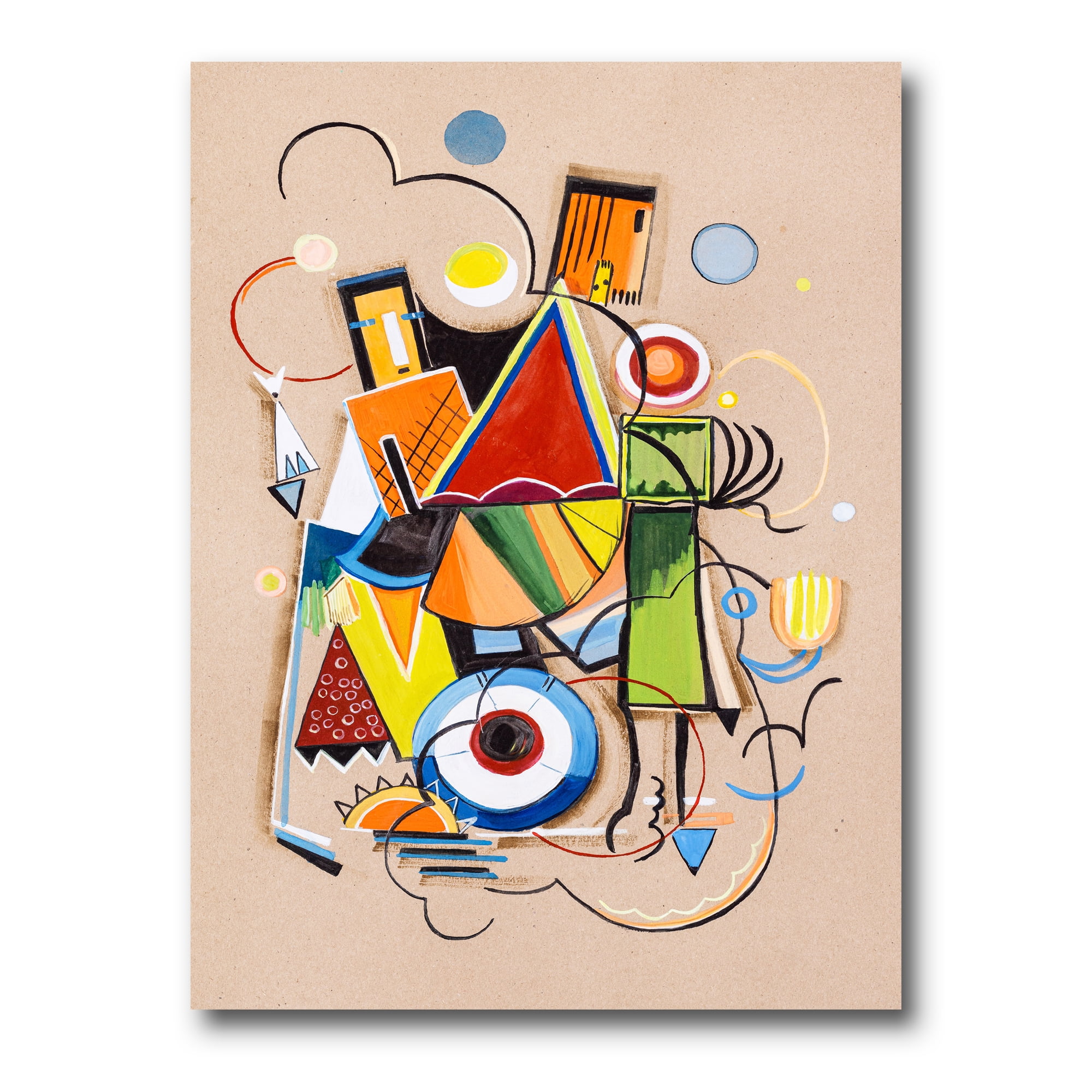 Abstract Compositions Of Colored Geometric I 8 in x 12 in Painting Canvas Art Print, by Designart