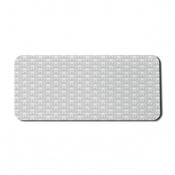 Abstract Computer Mouse Pad, Continued Layout of Inspired Motifs in Monochrome Pastel Colors, Rectangle Non-Slip Rubber Mousepad X-Large, 35" x 15" Gaming Size, Pale Purpleblue White, by Ambesonne