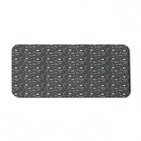 Abstract Computer Mouse Pad, Geometrical Mathematics Scandinavian Style Print, Rectangle Non-Slip Rubber Mousepad X-Large, 35" x 15" Gaming Size, Grey Cadet Blue, by Ambesonne