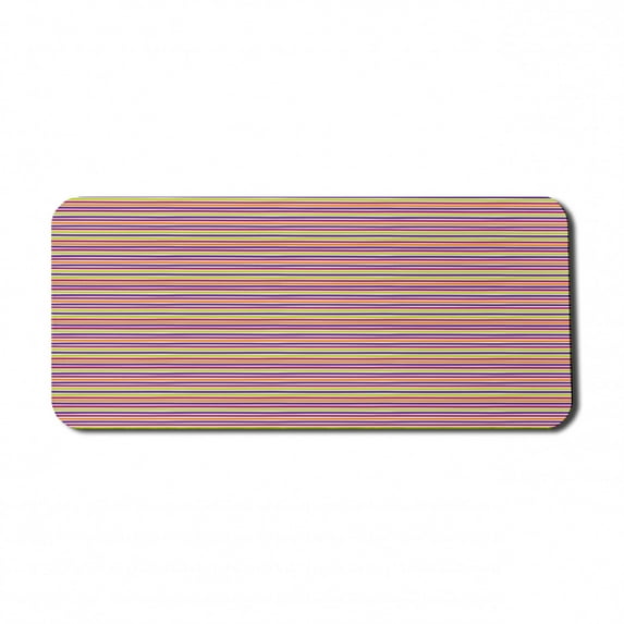 Abstract Computer Mouse Pad, Illustration of Horizontally Arranged Straight Colorful Stripes Hand Drawn Like, Rectangle Non-Slip Rubber Mousepad X-Large, 35" x 15", Multicolor, by Ambesonne