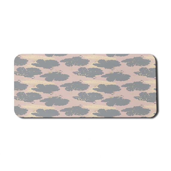 Abstract Computer Mouse Pad, Marble Leaf Silhouettes with Grunge Strokes Repetitive Pattern Art, Rectangle Non-Slip Rubber Mousepad X-Large, 35" x 15" Gaming Size, Pale Salmon Beige, by Ambesonne