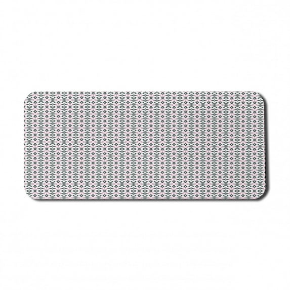 Abstract Computer Mouse Pad, Repeating Ornate Illustration Small Structures Oriental Artwork, Rectangle Non-Slip Rubber Mousepad X-Large, 35" x 15" Gaming Size, Pink Dark Grey and White, by Ambesonne