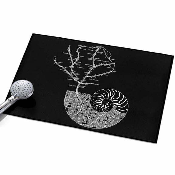 Abstract Conch Area Rugs 2x3ft Marine Life City Route Black Background Floor Rug&nbsp;Non Slip Low Pile Ultra Soft Throw Carpet for Entryway Indoor Entrance Kitchen Bathroom