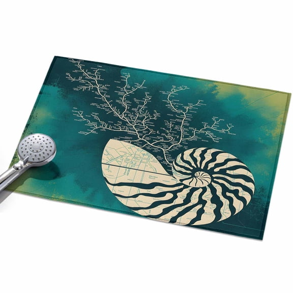 Abstract Conch Area Rugs 2x3ft Marine Life City Route Turquoise Gradient Floor Rug&nbsp;Non Slip Low Pile Ultra Soft Throw Carpet for Entryway Indoor Entrance Kitchen Bathroom