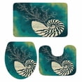 thumbnail image 1 of Abstract Conch Bathroom Rugs Set Marine Life City Route Turquoise Gradient Non Slip Absorbent Soft Bath Mats 3 Piece Set with Bathroom Rug, U-Shaped Floor Mat, Toilet Seat Cover Large Size, 1 of 9