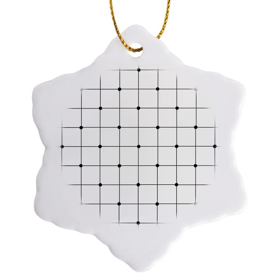 3drose, Abstract Connect the Dots Box Outline, 3 inch Snowflake Porcelain Ornament