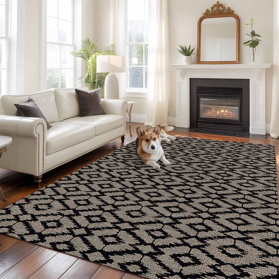 Abstract Contemporary, Area Rug 5x7 FT, Non Slip Bedroom Throw Carpet, Solid Minimalist Geometric Washable Soft Floor Carpet Non-Shedding Rug for Dining Room Bedside Classroom Desk