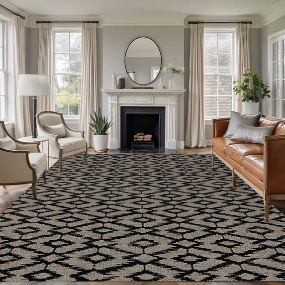 Abstract Contemporary, Area Rug 6x9 FT, Non Slip Living Room Throw Carpet, Solid Minimalist Geometric Washable Soft Large Floor Carpet Non-Shedding Rug for Bedroom Dining Room Play Room