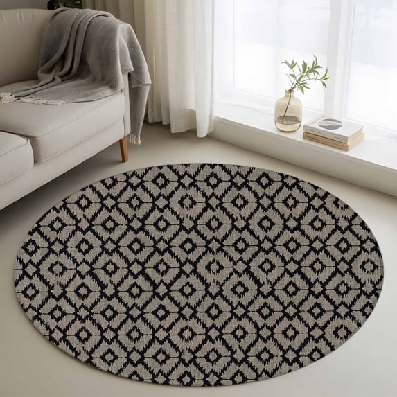 Abstract Contemporary, Round Area Rug 3.3 FT, Non Slip Small Entryway Kitchen Mat, Solid Minimalist Geometric Washable Soft Circular Rug Non-Shedding Door Mat for Bathroom Playroom Kids Room