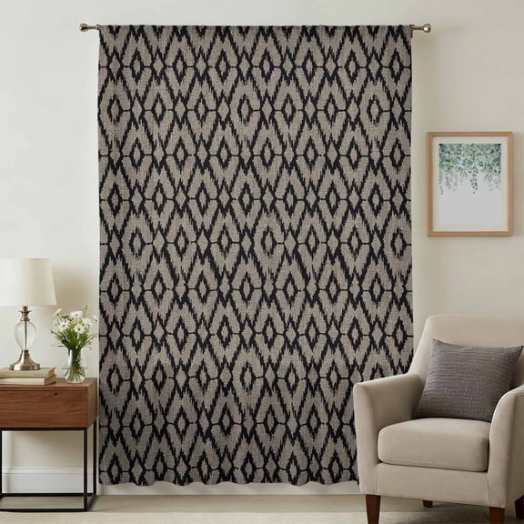 Abstract Contemporary, Sheer Curtains 84 Inches Long, Solid Minimalist Geometric Light Filering Curtains, Breathable Simi Curtain Privacy Drapes for Living Room Bedroom Lightweight Window Treatment