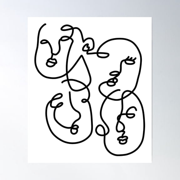 Abstract Continuous Line Drawing Faces Design Poster Wall Art Home Decor Office Wall Art