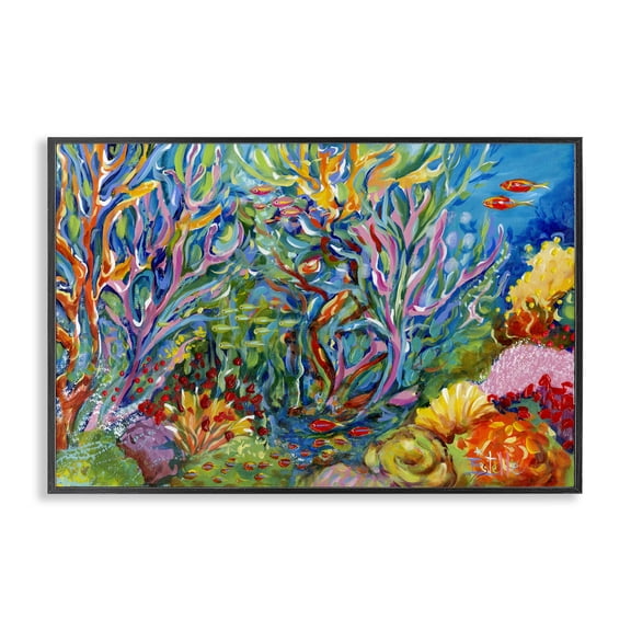 Stupell Industries Abstract Coral Reef Life Black Framed Giclee Art, design by Estelle Grengs, 12 x 18