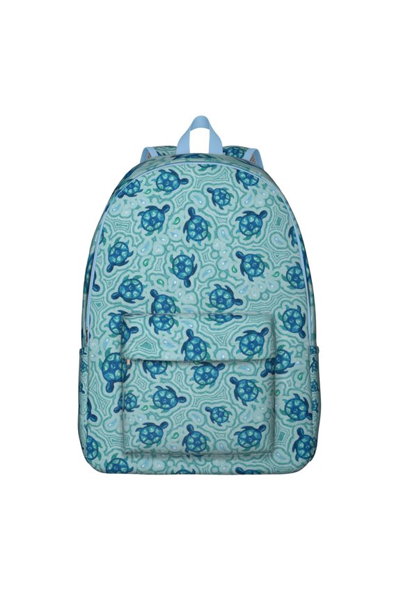 Abstract Coral Reef Sea Turtle Canvas Bookbag – Durable Travel Backpack with Nautical Design, Comfortable Carrying, Large Capacity, and Anti-theft Features for Outdoor Activities and Short-Term Travel
