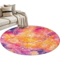 thumbnail image 1 of Abstract Cosmos Round Area Rugs 3 ft, Clouds Star Pink Orange Dreamlike Washable Small Area Rug with Non-Slip Sturdy Edge Binding Round Front Door Mat Floor Carpet for Entryway, 1 of 9