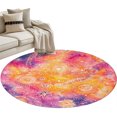 thumbnail image 1 of Abstract Cosmos Round Living Room Rugs 3.3 ft, Clouds Star Pink Orange Dreamlike Washable Area Rug with Non-Slip Sturdy Edge Binding Round Front Door Mat Floor Carpet for Entryway, 1 of 9