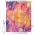 Abstract Cosmos Shower Curtain for Bathroom, Clouds Star Pink Orange ...