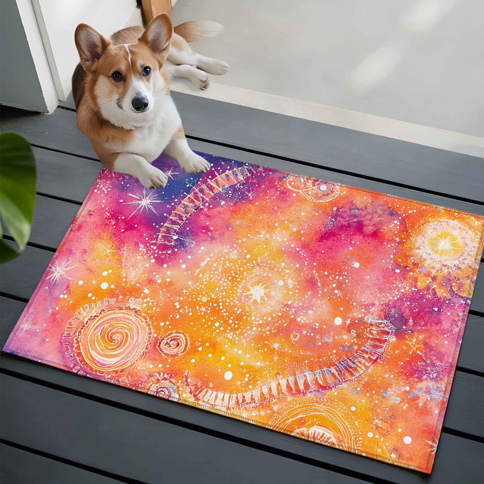 Abstract Cosmos Small Area Rugs 2x3 Clouds Star Pink Orange Dreamlike ...