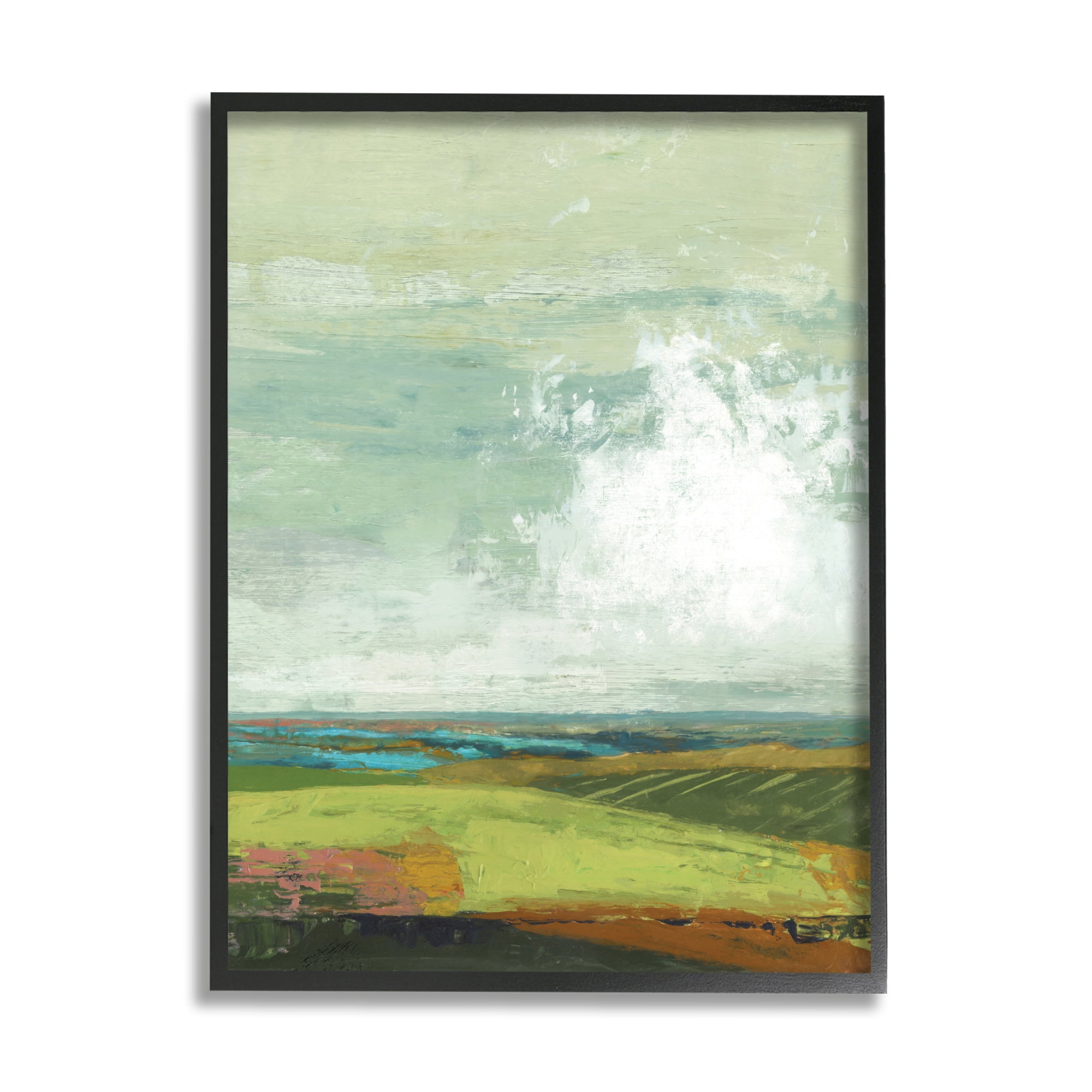 Stupell Industries Abstract Countryside Distressed Clouds Green Sky,24 x 30,Designed by Suzanne Nicoll