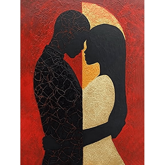 Abstract Couple Embrace Decorative Painting/Canvas Art Suitable for Decorating Living RoomHome Decor Lovers Portrait.