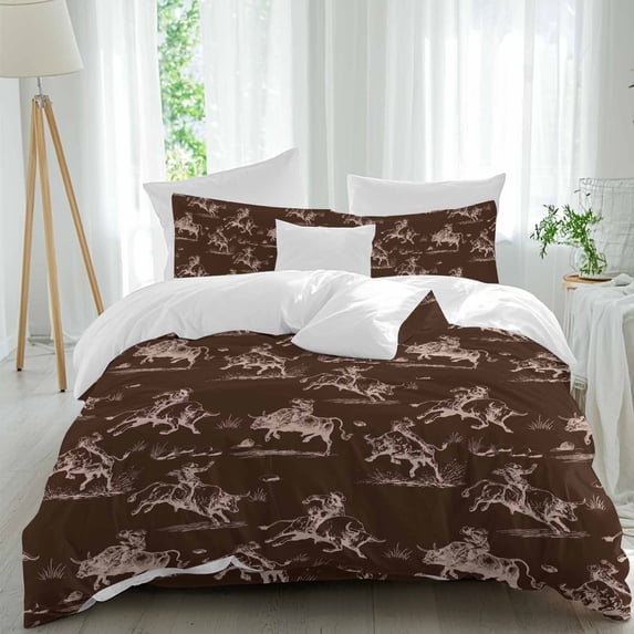 Abstract Cowboy Horse Duvet Cover Set King Size, Vintage Black ...