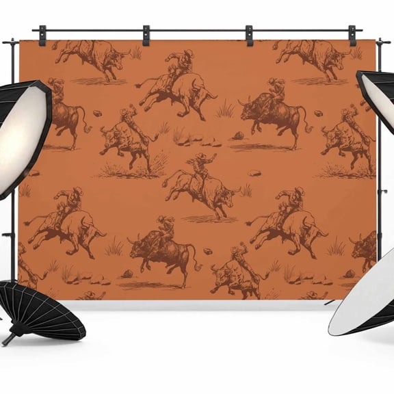 Abstract Cowboy Horse Photography Backdrop 8x6FT, Vintage Orange Background Western Photo Backdrops, Background for Photography Studio Photo Studio Background, Back Drop for Photoshoot