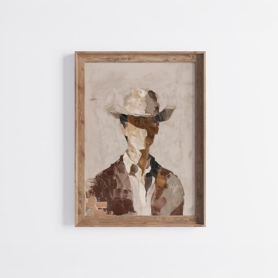 Abstract Cowboy Portrait Print Vintage Western Wall Art Unframed Paper ...