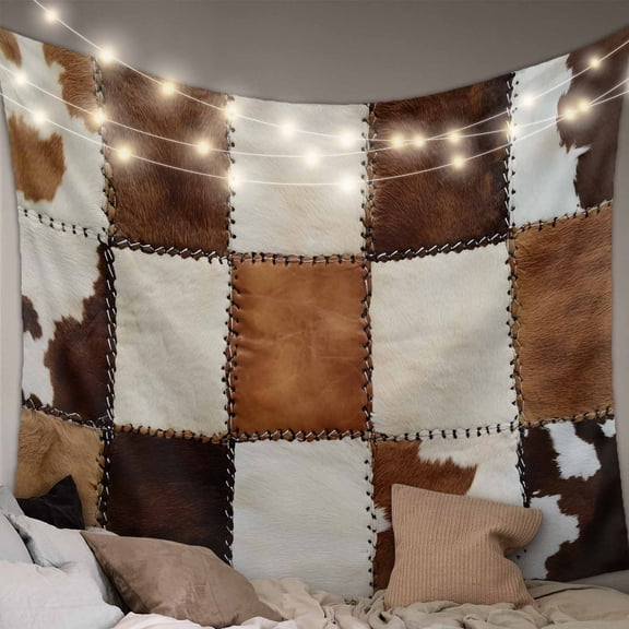 Abstract Cowhides Tapestry for Bedroom Wall Hanging Tapestry, Brown Beige Animal Fur Texture Ceiling Backdrop Tapestries Poster Blanket Wall Decor for Teens Room Living Room Dorm 39" x 59"