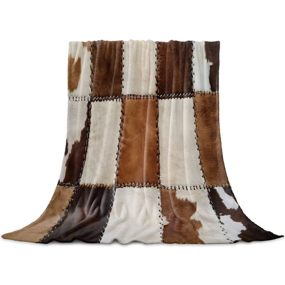 Abstract Cowhides Throw Blanket for Couch, Soft Lightweight Flannel Fleece Blanket, Brown Beige Animal Fur Texture Microfiber Plush All Season Decorative Blankets Gifts for Sofa Office Lap 30"x40"