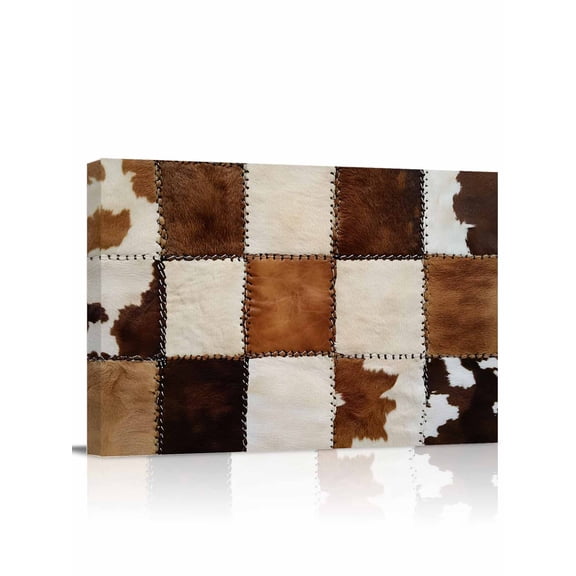 Abstract Cowhides Wall Art for Living Room,Canvas Picture Wall Decor for Bathroom Bedroom,Brown Beige Animal Fur Texture Painting Artwork for Office Kitchen Hallway Dining Room Home Decor 12"x16"